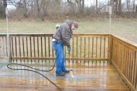 Deck power cleaning