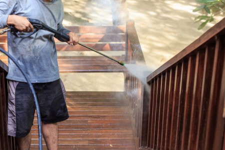 Power washing deck