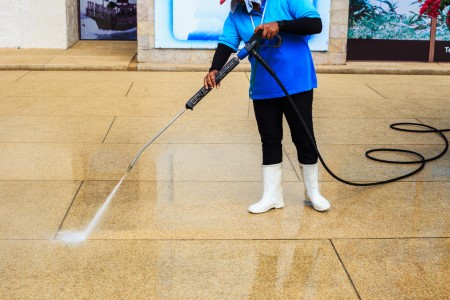 Pressure clean concrete